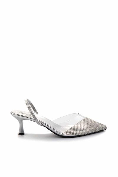 Bambi Γυναικεία κλασικά παπούτσια με τακούνι Silver Stone K 01026200387