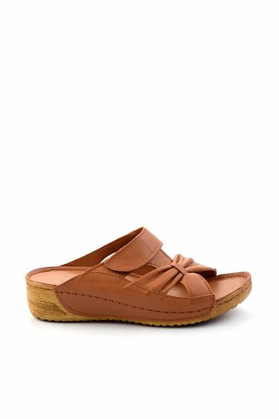 Bambi Tan Genuine Leather Women's Slippers K 04331777703