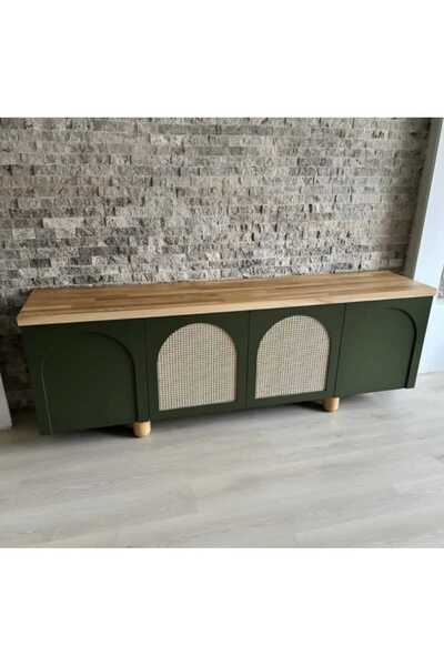NUR AHŞAP Bohem Haki Yeşil- Kubbe Model Hazeranlı Konsol 200*45*82