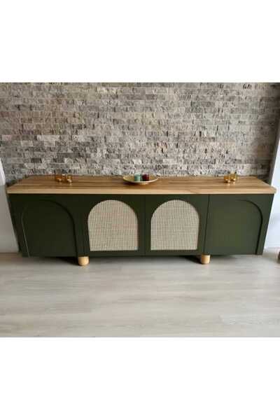 NUR AHŞAP Bohem Haki Yeşil- Kubbe Model Hazeranlı Konsol 200*45*82