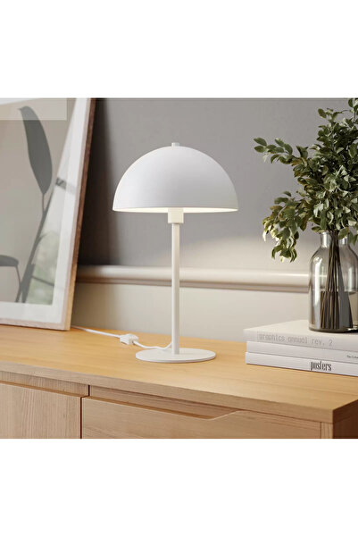 burenze Modern Tasarım Mars Abajur Dekoratif Şık Masa Lambası Krem Metal Gövde