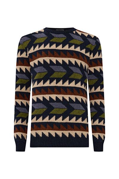 Mudo Jacquard Patterned Cycling Collar Sweater