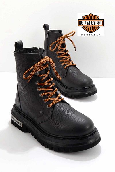 Harley Davidson Μαύρα ανδρικά μποτάκια & μποτάκια από γνήσιο δέρμα HD1777057003