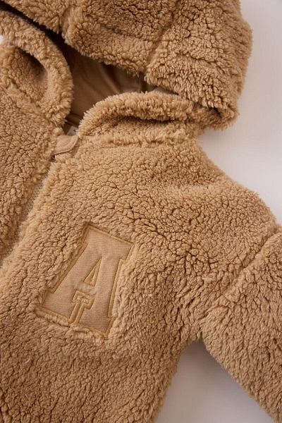 DeFacto Baby Boy Hooded Printed Zippered Plush Cardigan E5465A524Wn