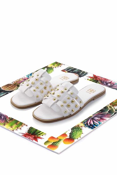 Bambi Women's White Slippers - K04024010009 Model