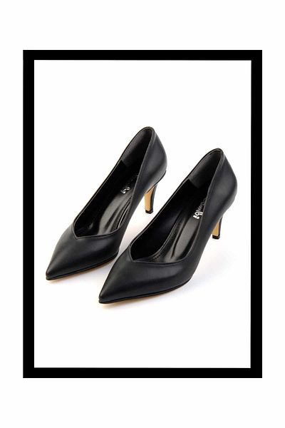 Bambi Classic Black Heeled Women's Shoes - K 01992111009