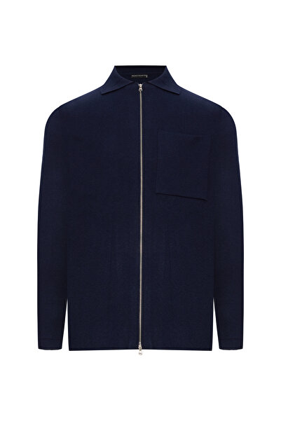 Mudo Polo Collar Pocket Zippered Sweater