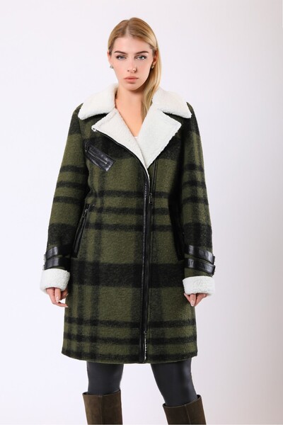 Leather Club Haki Jenna Yün Kürk Kaban