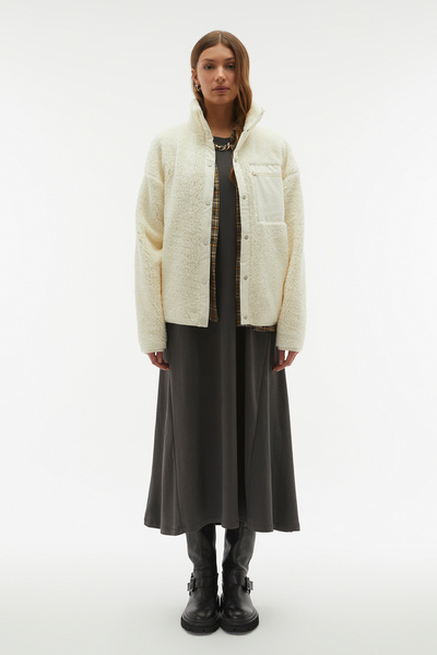 Mudo Loose Fit Stand Collar Fleece Jacket