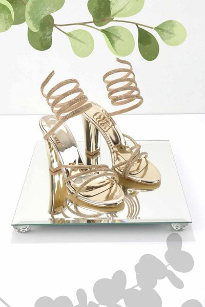 Bambi Gold Mirror Women's Evening Dress Shoes K01575020639