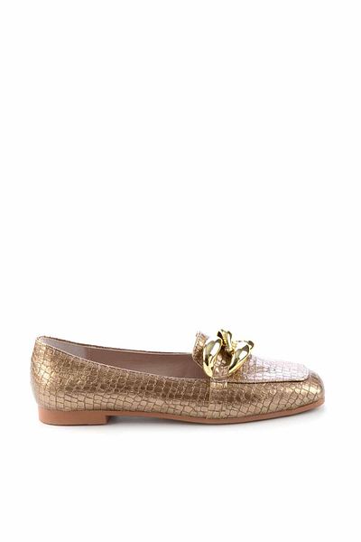 Bambi Gold Croco Damen Loafer Schuhe K 01641166311