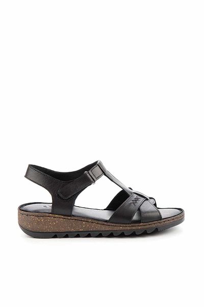 Bambi Schwarze Damensandalen aus echtem Leder K05907200003