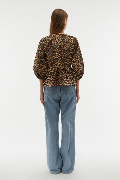 Mudo Leopard Printed Bluz with Binding Detail