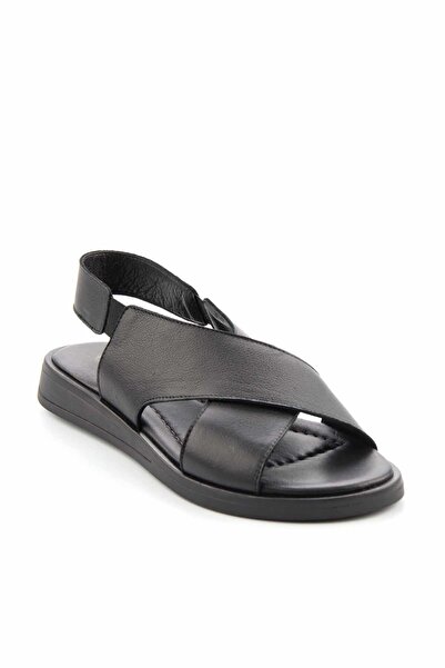 Bambi Black Leather Women's Sandals K05906413103
