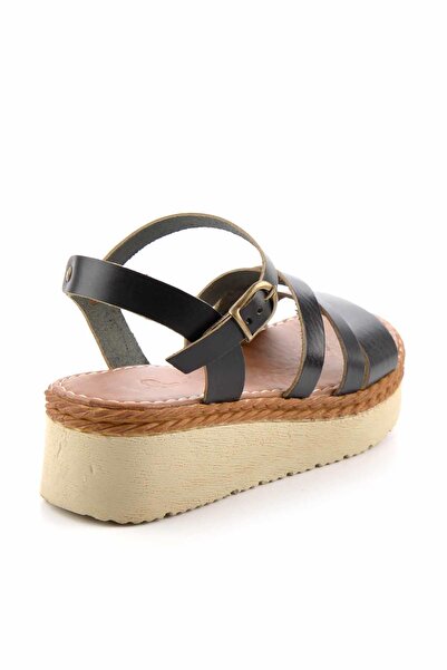 Bambi Black Genuine Leather Women's Sandals K05197004403