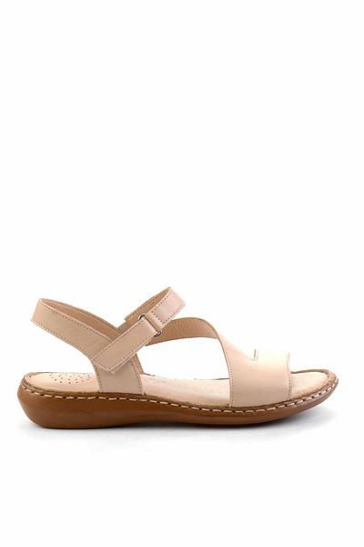 Bambi Beigefarbene Damensandalen aus echtem Leder K 05907021603