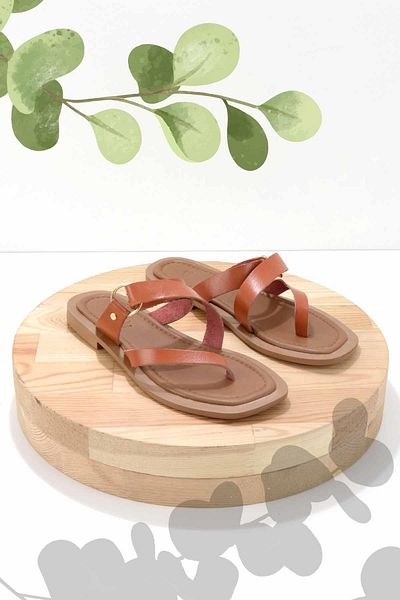 Bambi Orange Leather Women's Slippers K04826017603