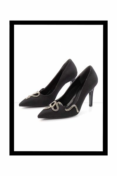Bambi Matte Black Women's Classic Heeled Shoes K01666130938