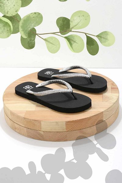 Bambi Γυναικείες παντόφλες Black Lame Rope K 04376000259