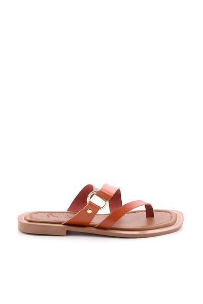 Bambi Orange Leather Women's Slippers K04826017603