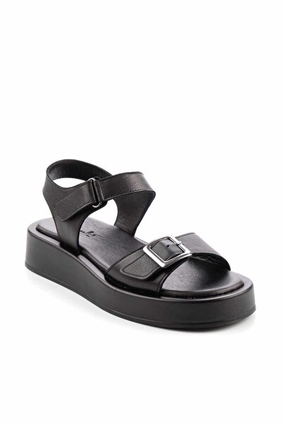 Bambi Black Leather Women's Sandals K05906500503