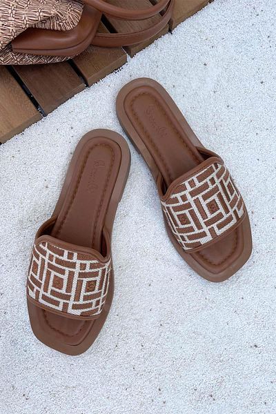 Bambi Papuci de damă Beige Tan Straw K 04826052528
