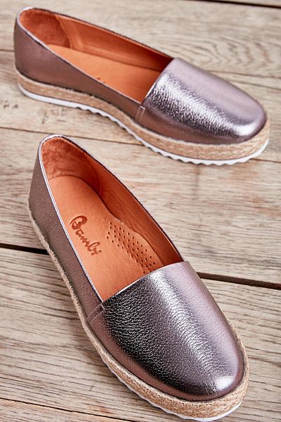 Bambi Bleifarbene Espadrilles aus echtem Leder für Damen K01802021803