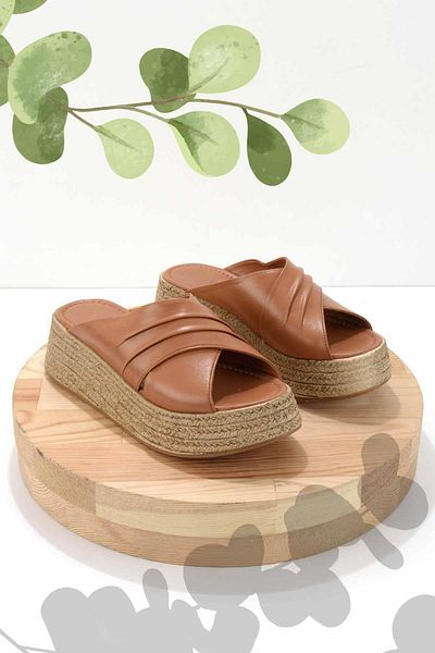 Bambi Γυναικείες παντόφλες Tan Leather K04290023003