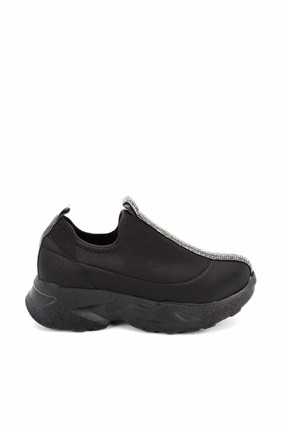 Bambi Schwarzer Stretch-Damen-Sneaker K 01228074017