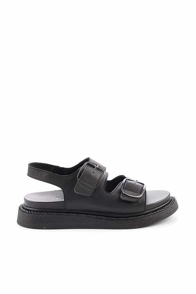 Bambi Schwarze Damensandalen aus echtem Leder K05291085203