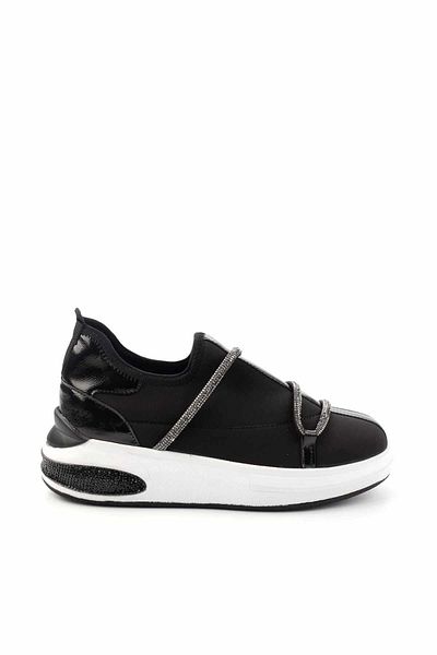 Bambi Schwarzer Stretch-Damen-Sneaker K 01212020717