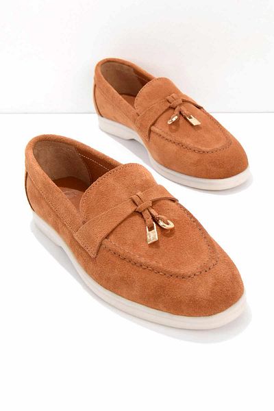 Bambi Damen-Loafer-Schuhe aus braunem Wildleder und echtem Leder K 01274225302