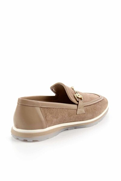 Bambi Vizon Süet Kadın Loafer Ayakkabı K01225090202