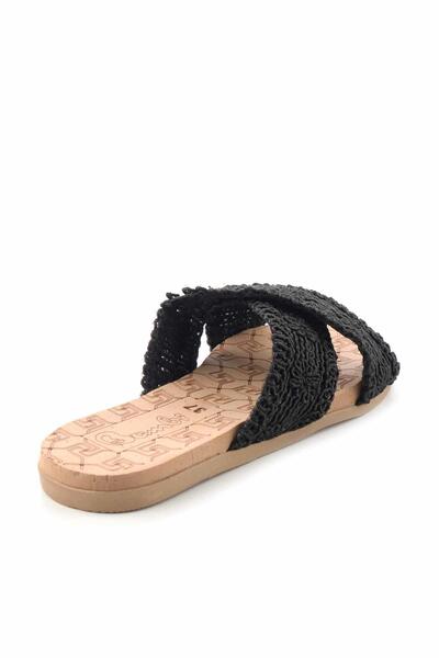 Bambi Black Knitted Women's Slippers K04831026516