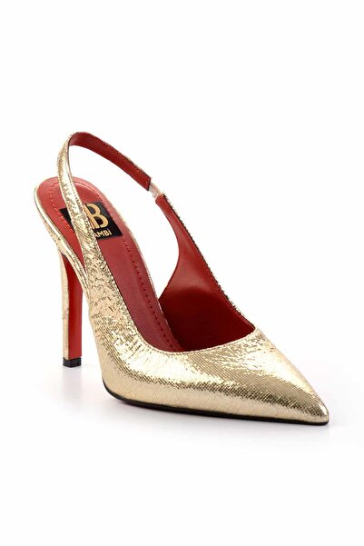Bambi Gold Wrinkled Fabric Women's Classic Heeled Shoes K01455018204