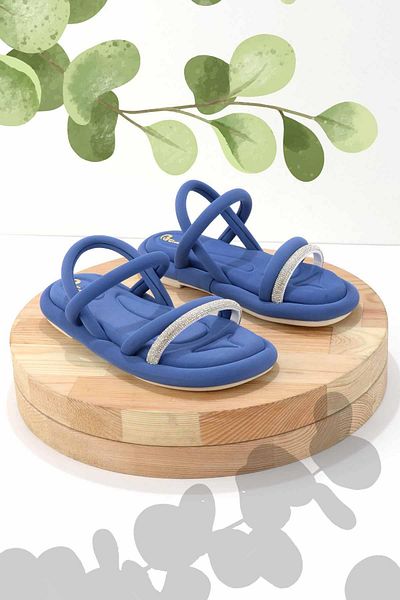 Bambi Blaue Satin-Damensandalen K 05362028038