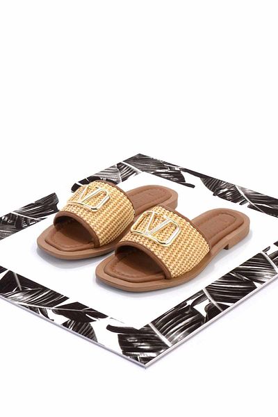 Bambi Papuci de damă Beige Tan Straw K 04826501428