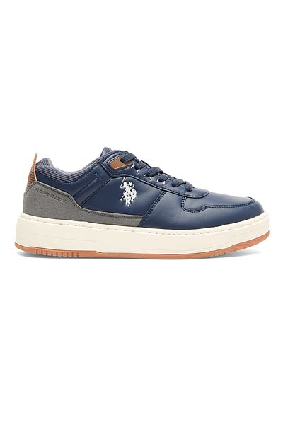 U.S. Polo Assn. Men's Navy Low-Top Sneakers - Stylish Casual Shoes with Grey and Tan Accents, Stylish Footwear