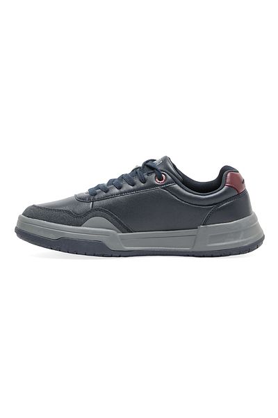 U.S. Polo Assn. Men's Navy Low-Top Sneakers - Rugged Design with Grey and Red Accents, Comfortable Footwear