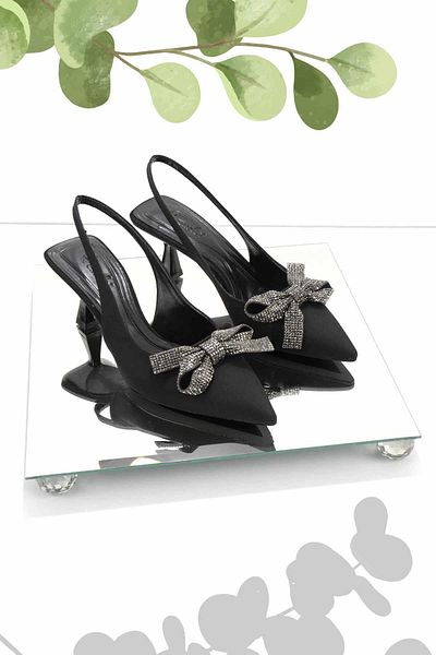 Bambi Abendschuhe aus mattschwarzem Satin für Damen01231111138