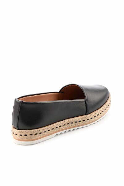 Bambi Black Leather Women's Espadrille K01582021803