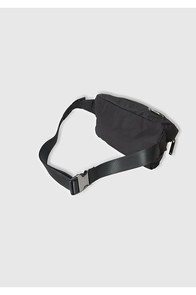 United Colors of Benetton Men's Black Zippered Metal Buckle Logo Printed Waist Bag