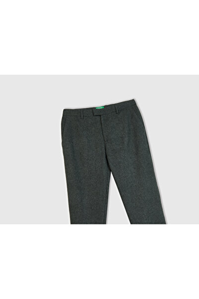 United Colors of Benetton Men's Anthracite Wool Blended Slim Fit Trousers