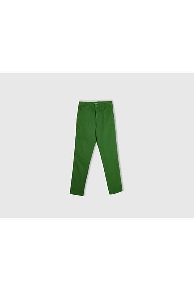 United Colors of Benetton Women's Pale Green Elastane Basic Chino Pants