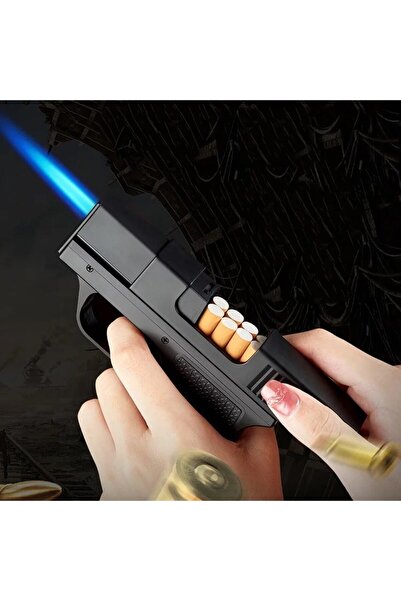 HEPBİMODA Sigara Kutusu Jet Turbo Çakmak Gaz Çakmak Tabanca Çakmak Rüzgar Geçirmez Çakmak