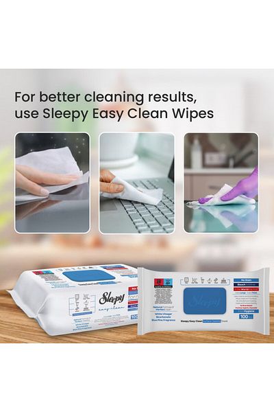 Sleepy Easy Clean Disinfecting Wipes | Multi-Surface | Bleach & Blue Pine | 300 Sheets | 100X3 Pack