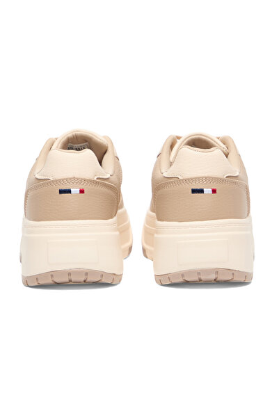 U.S. Polo Assn. Women's Beige Low-Top Sneakers - Chunky Outsole With Foam Padding , Versatile Casual Shoes