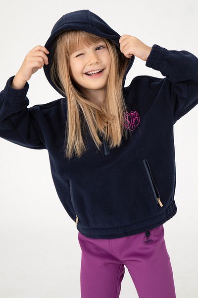 U.S. Polo Assn. Girl's Navy Blue Half Zipper Sweatshirt 50296287 -Vr033