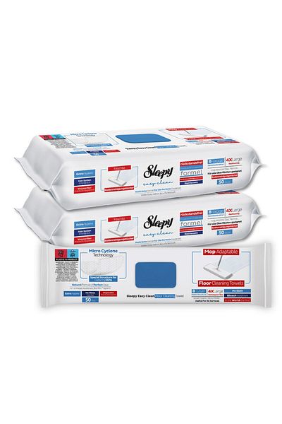 Sleepy Easy Clean Mop Wipes | Bleach & Blue Pine | 4X Large | 8-Layer | 100 Sheets | 50X2 Pack