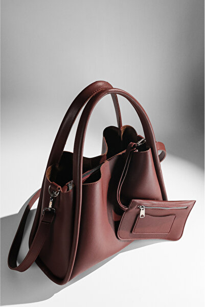 Rimense Women's Burgundy Faux Leather Wallet Hand and Shoulder Bag